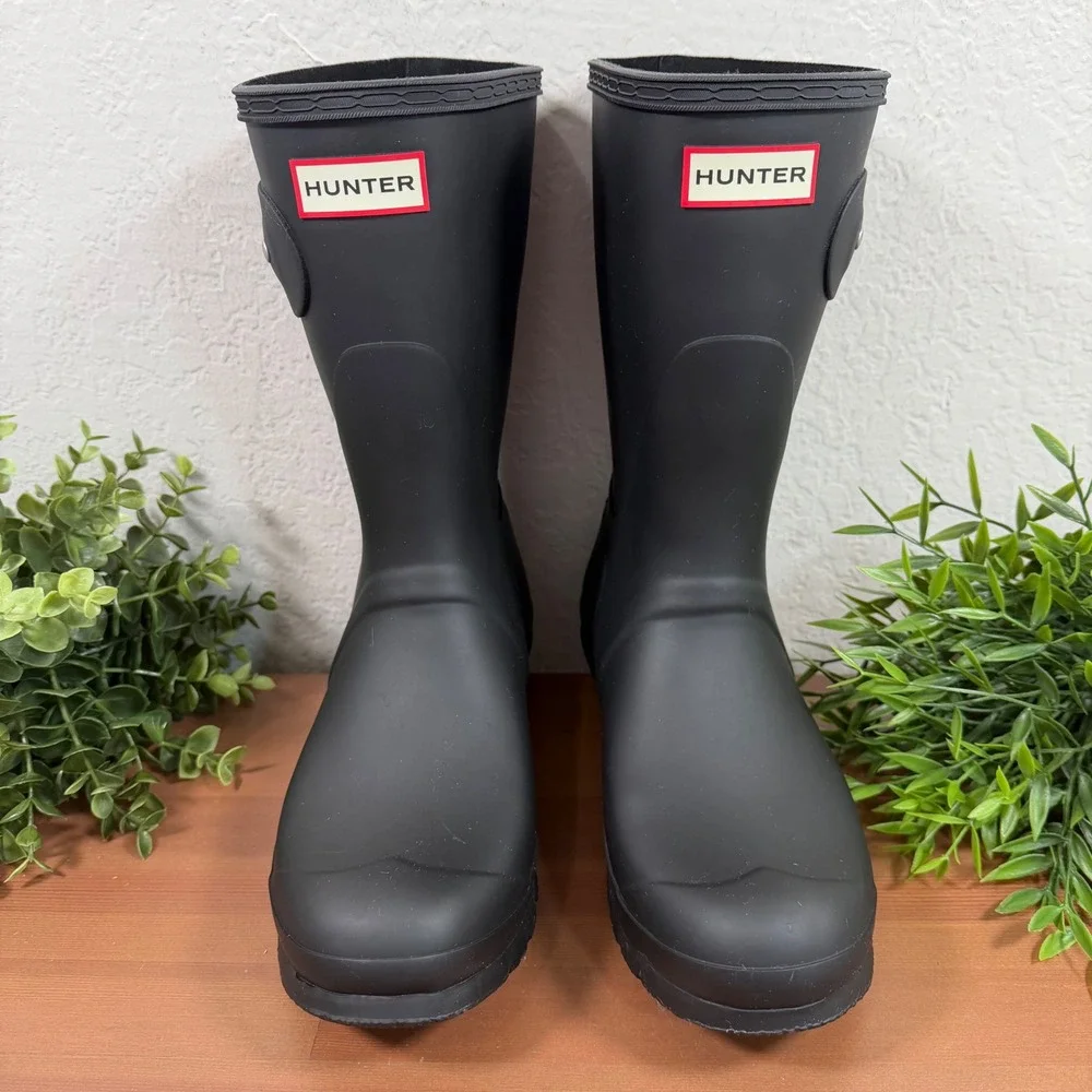 Hunter Women's Original Back Adjustable Short Rain Boots Black Size 9